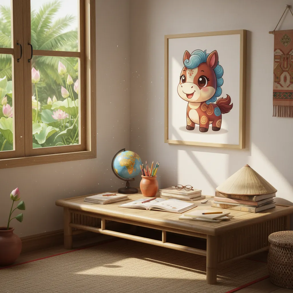 Hình ngựa chibi trang trí góc học tập của trẻ