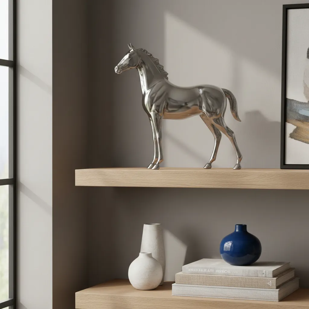 Mô hình ngựa 3D đặt trên kệ trang trí