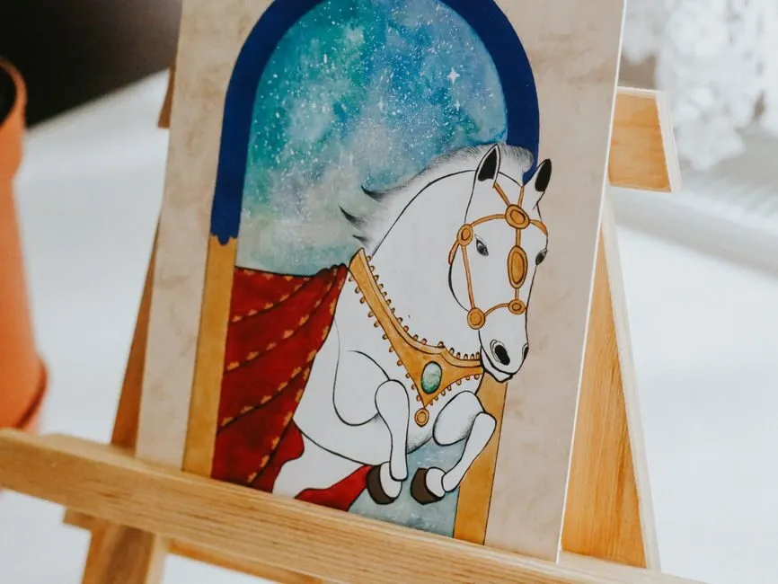 Tranh ngựa vẽ tay trên vải canvas